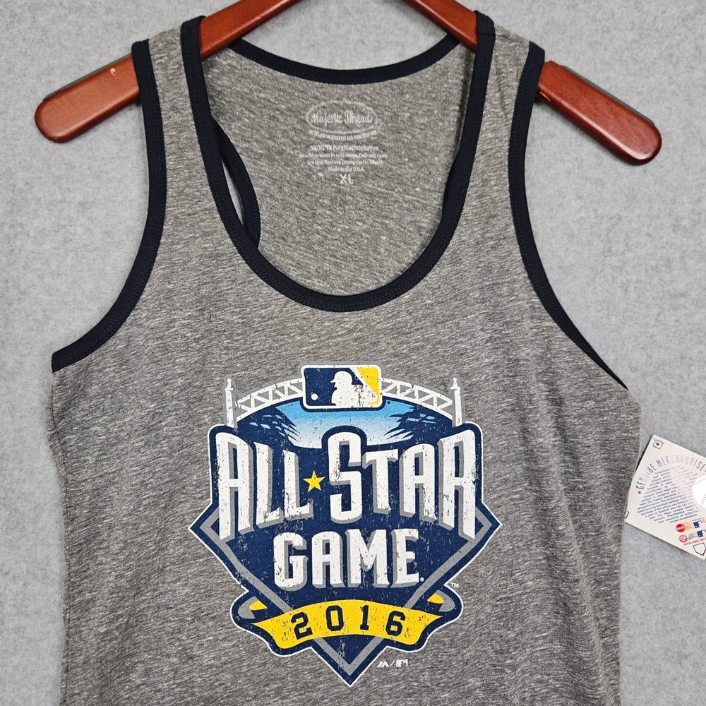 Majestic Threads Womens MLB All Star Game 2016 Tank Top Heather Grey XL New